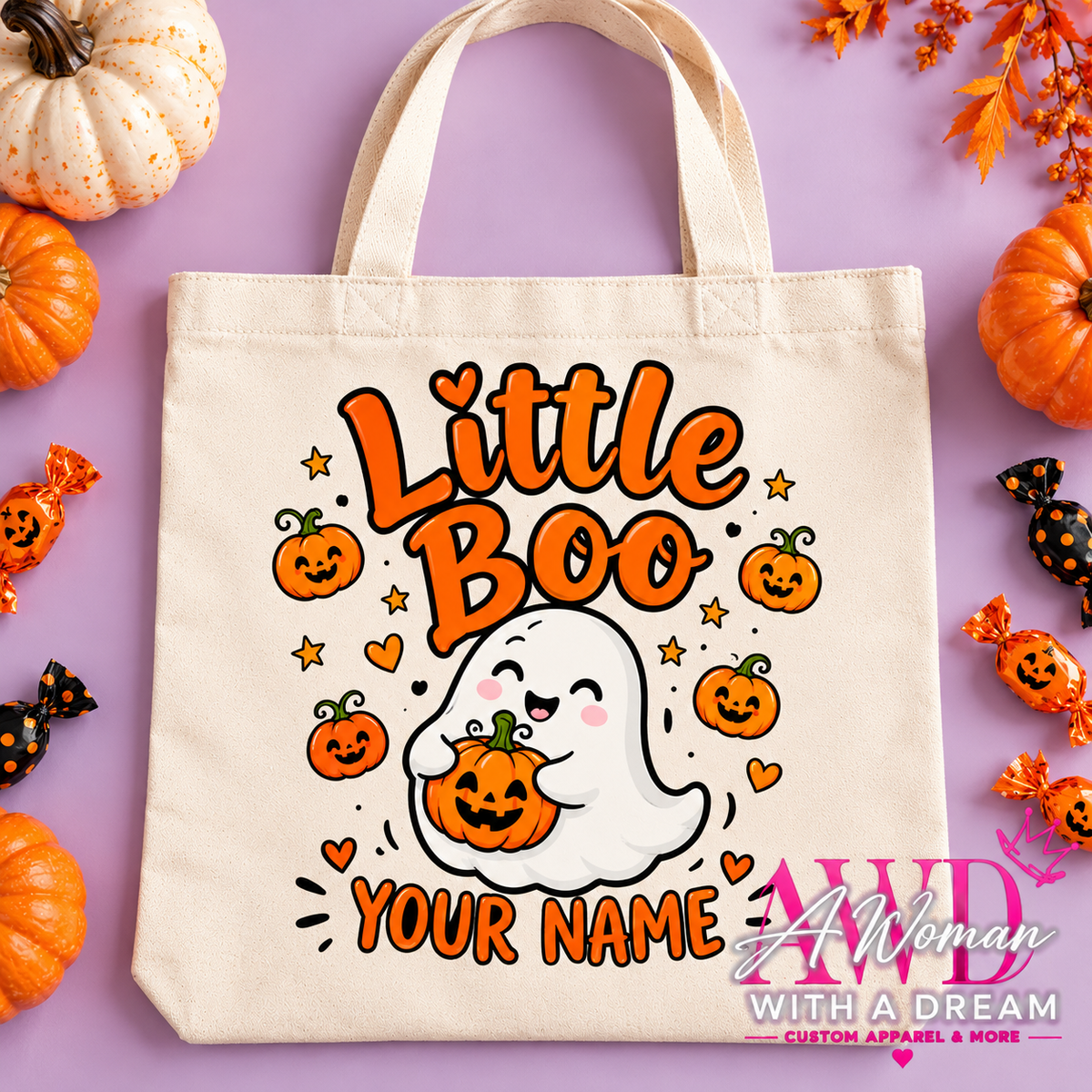 Little Boo Personalized Trick-or-Treat Tote