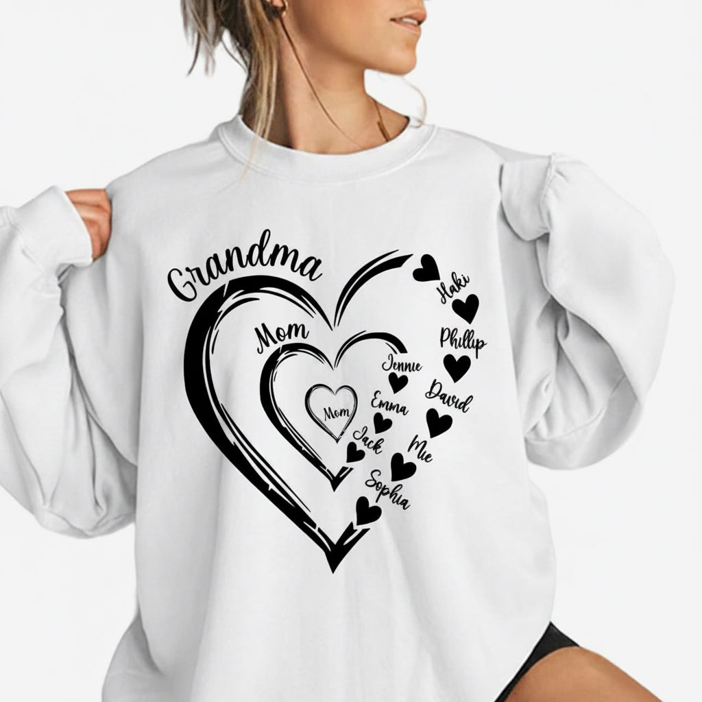 Custom Grandma Heart T-Shirt