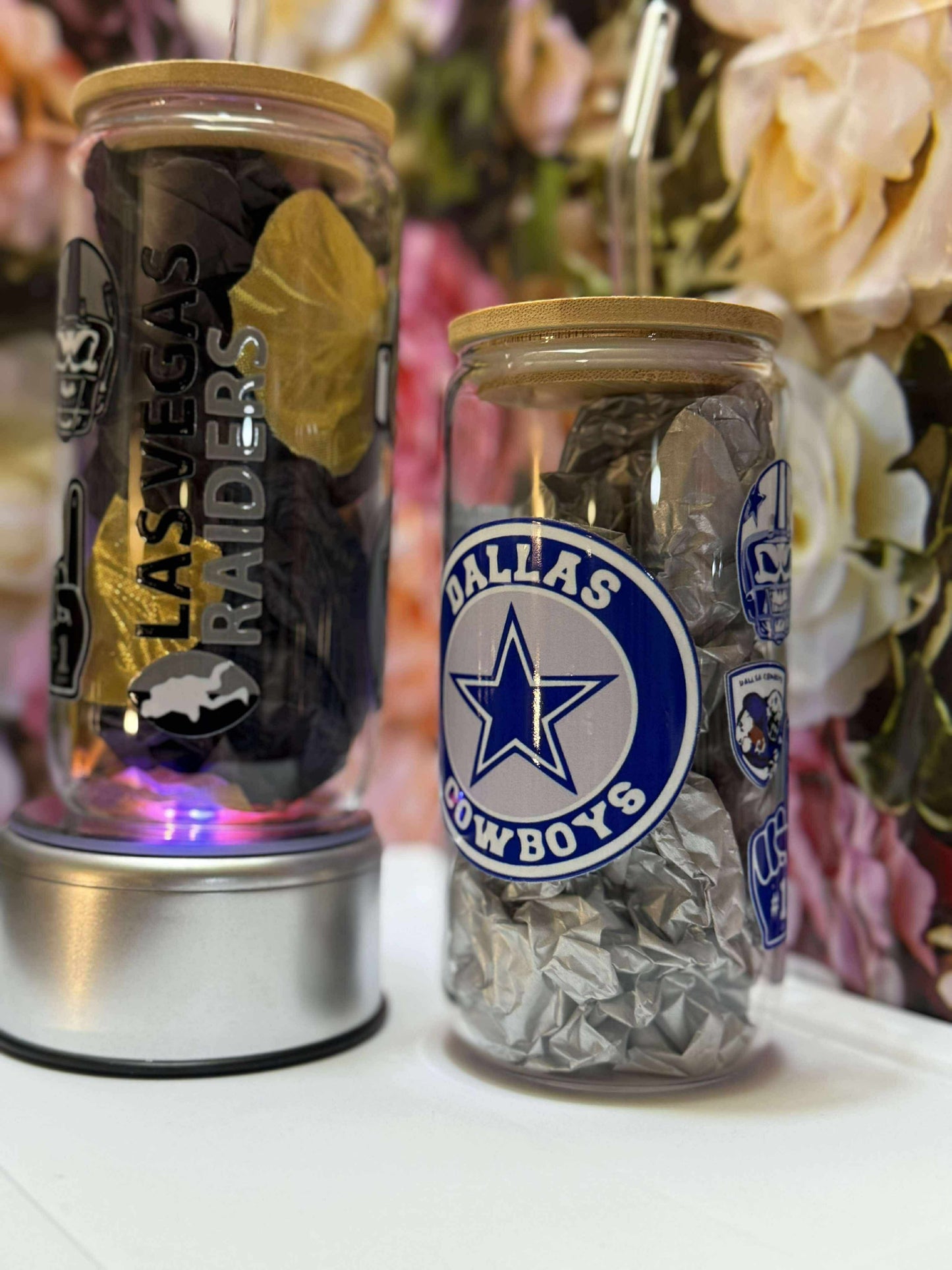 Football 16oz Glass cup