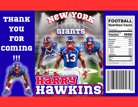 Custom New York Giants Chip Bag Party Favor – Editable & Printable