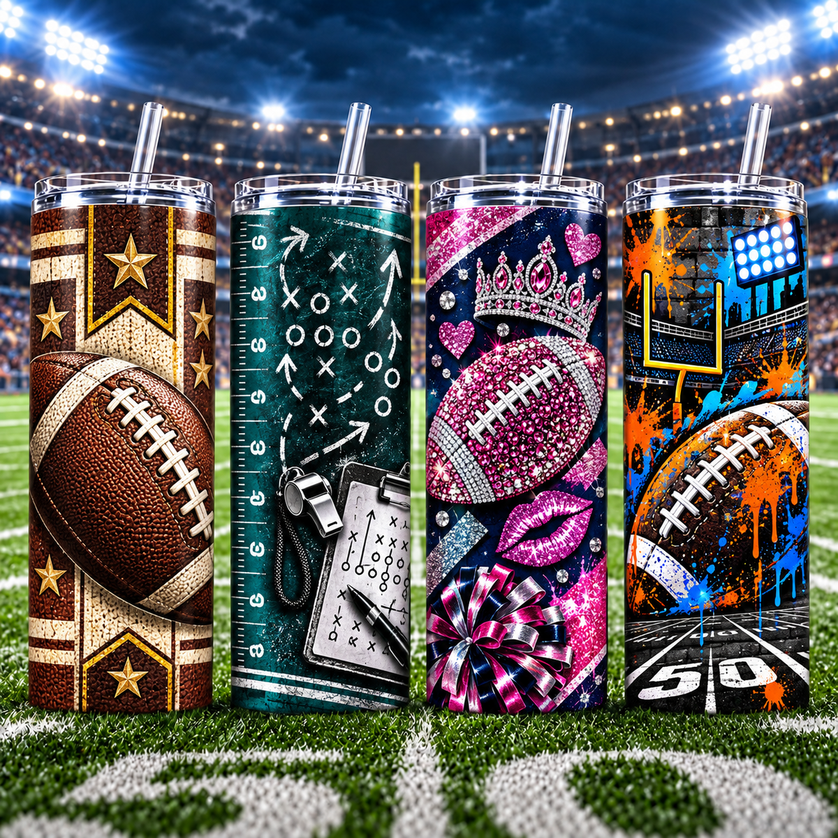 Custom Football Tumbler – Personalized Name, Number & Team Colors