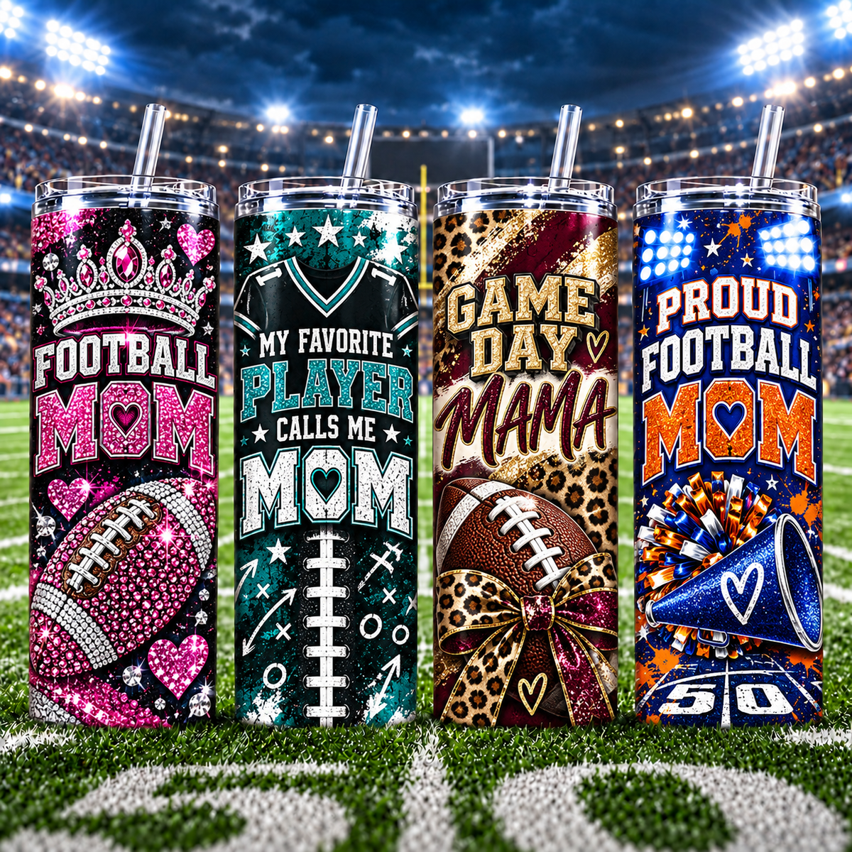 Custom Football Tumbler – Personalized Name, Number & Team Colors