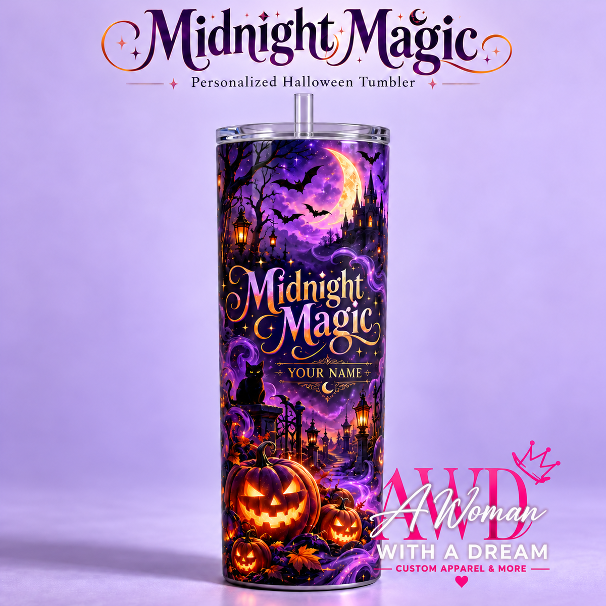 Midnight Magic Personalized Halloween Tumbler