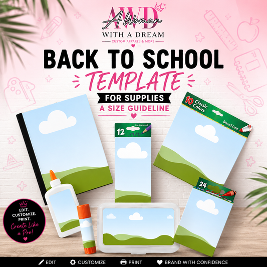 Back-to-School Supply Size Guide & Blank Templates
