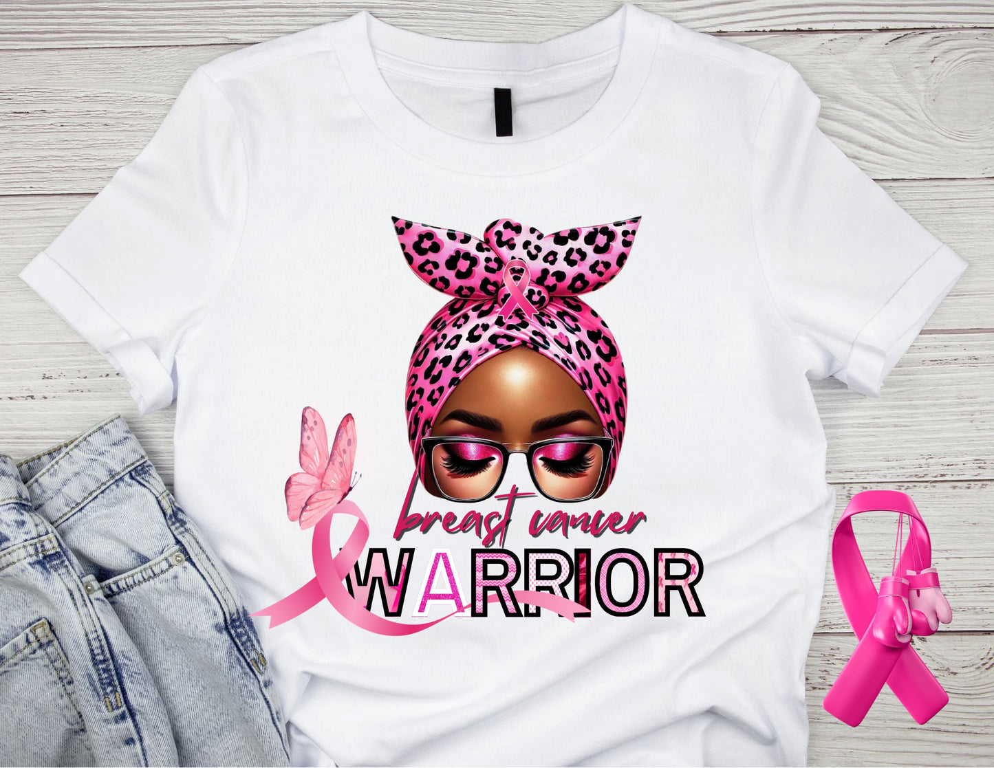 Breast Cancer Awareness Warrior T-Shirt (Pink Butterfly)